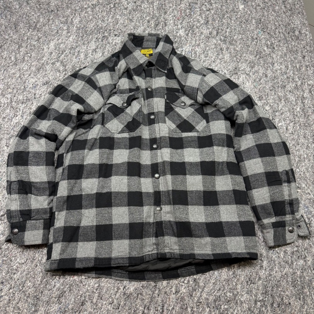 Scorpion Covert Moto Flannel Kevlar Lined Riding Shirt Grey Black Plaid XL